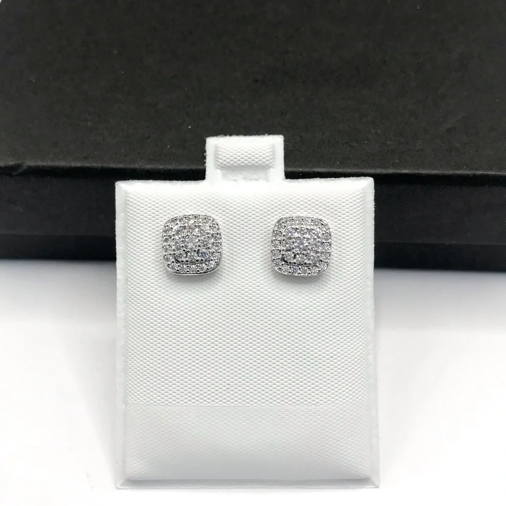 925 Sterling Silver 0.90CT MOISSANITE Square Stud Push Back Earrings